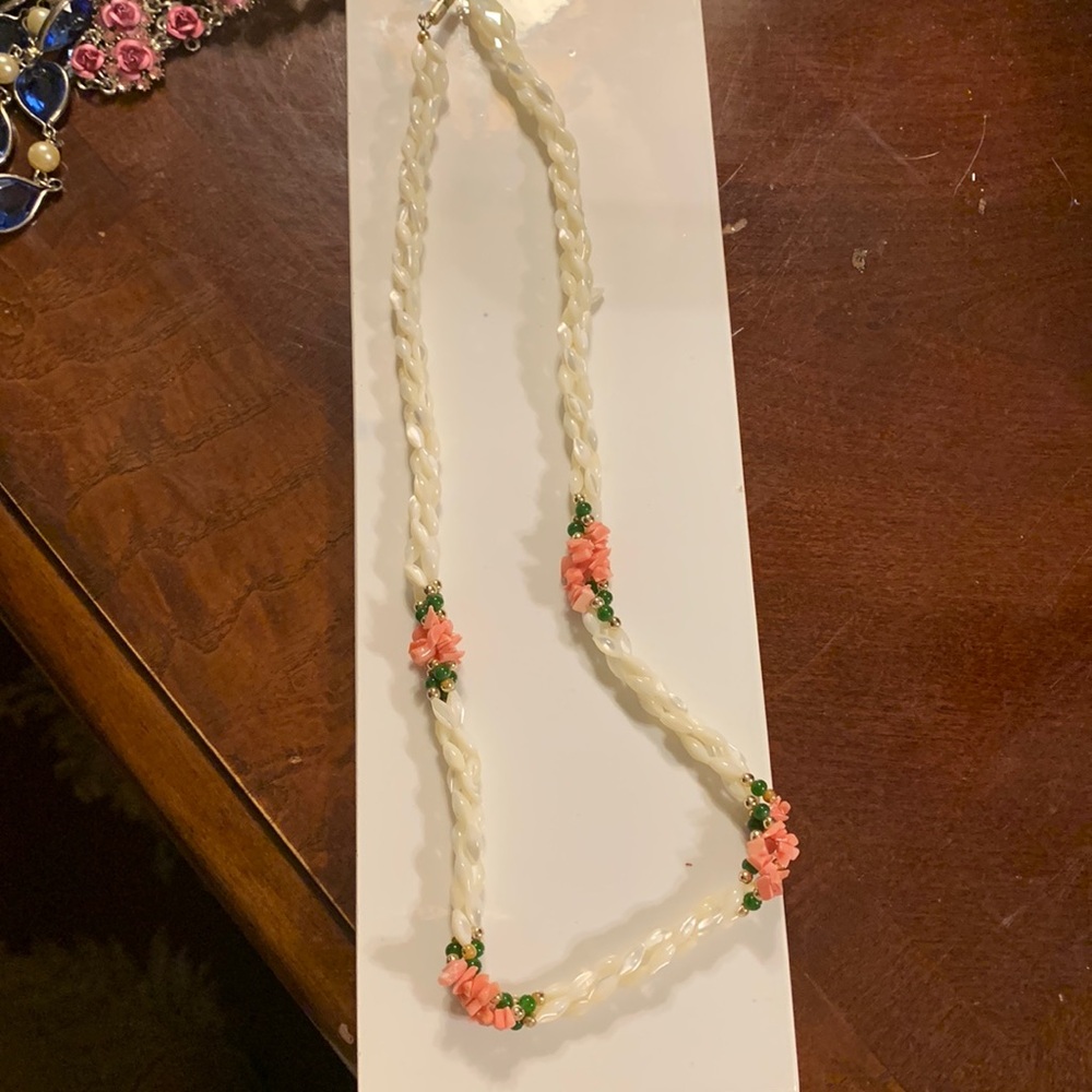 Coral, Jade And Faux Pearls